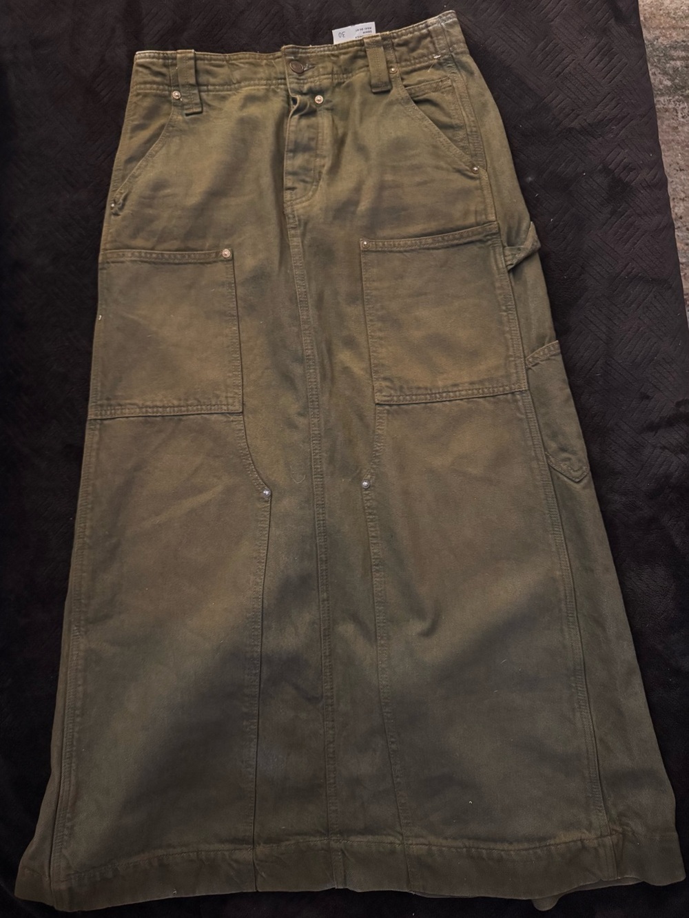NWT- We The Free- Harmonica Coated Denim Maxi Skirt - Brown Dye -Sz 30 - Picture 6 of 9